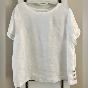 Cynthia Rowley White Linen Short Sleeve Top